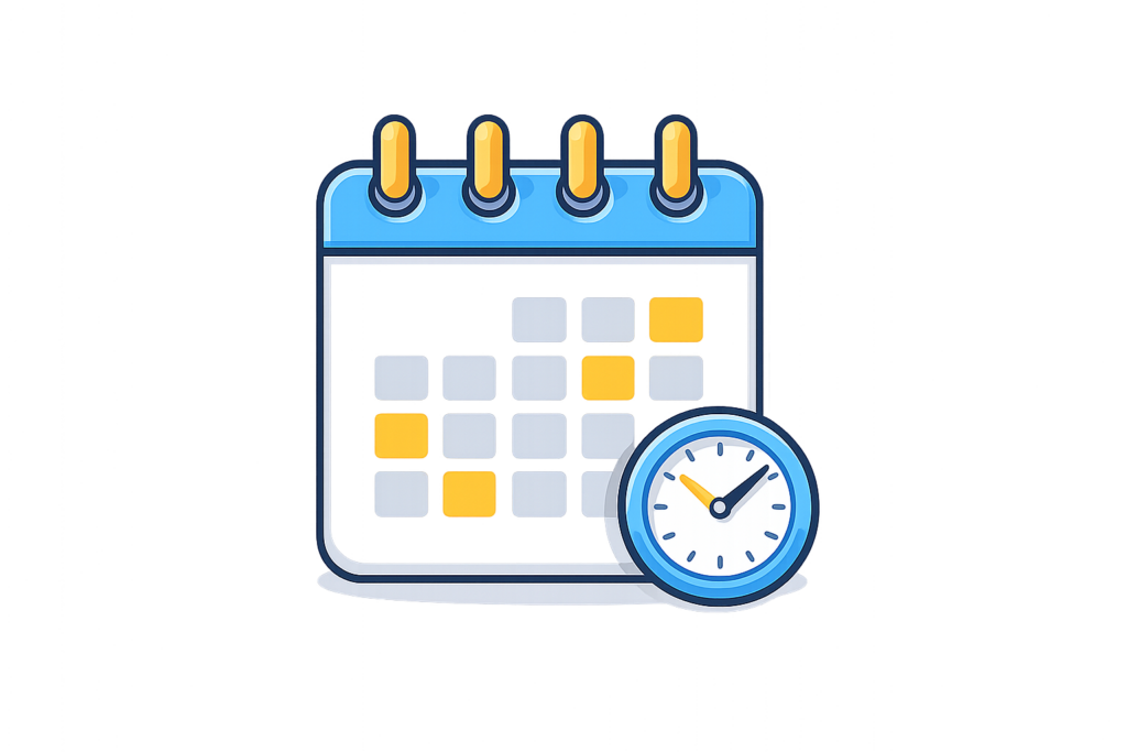 Kalender mit Uhr-Icon Overlay